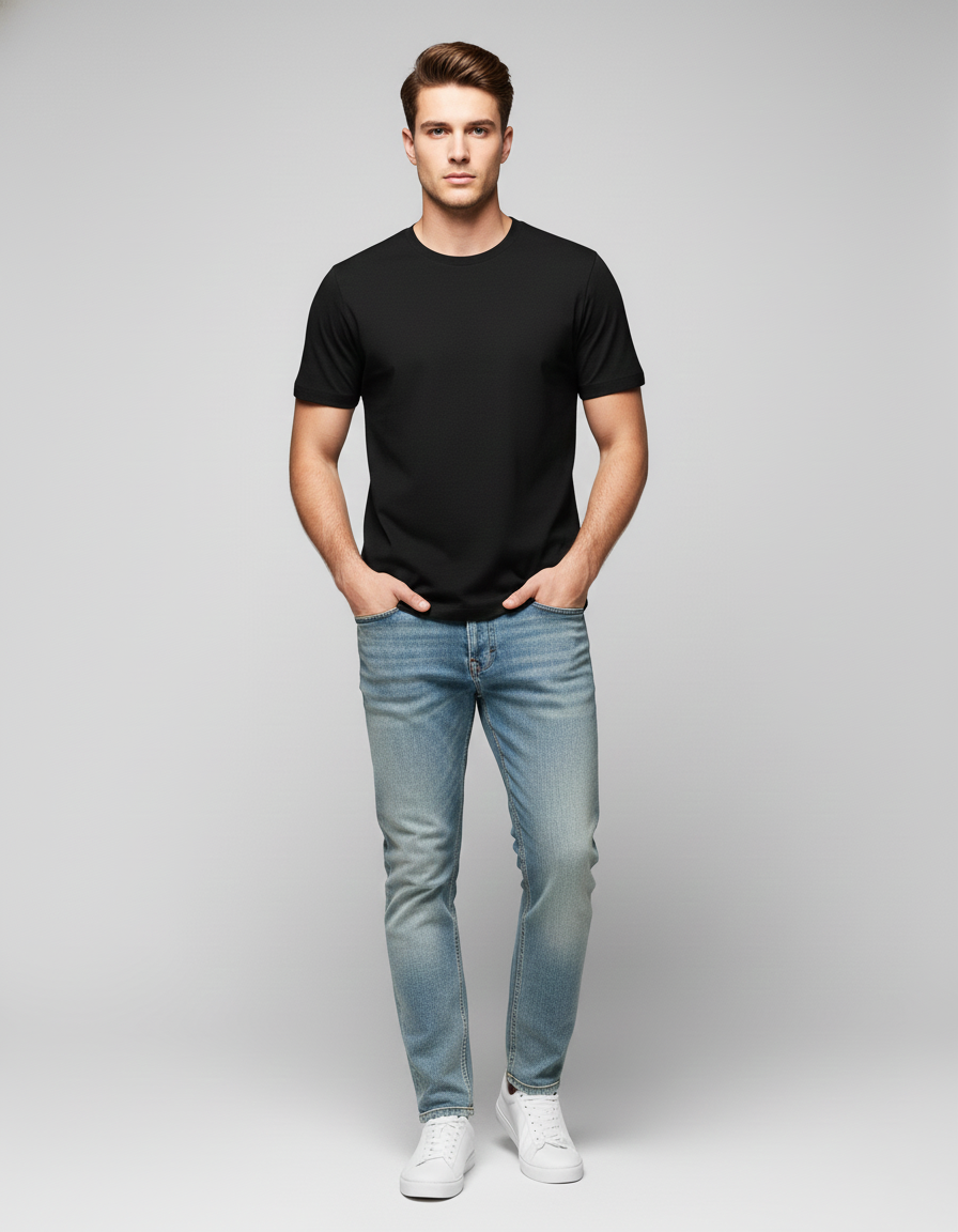 Men's ackko Black Solid T-shirt