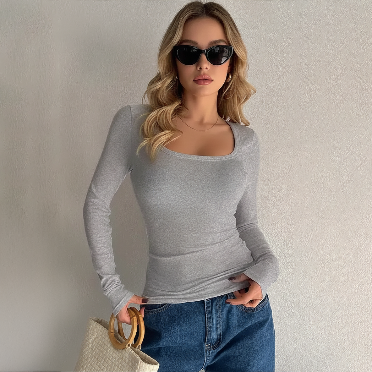 Women's ackko  U-Neck T-Shirts